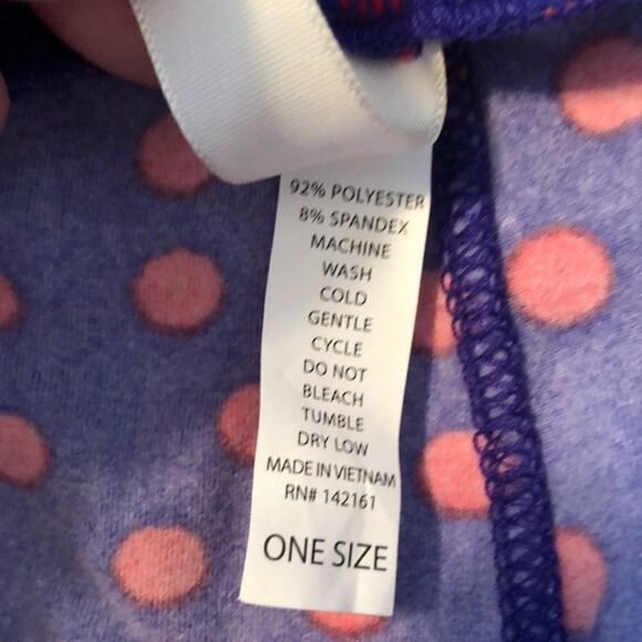 LuLaRoe SML Regular One Size Royal Blue Coral Polka Dot  Leggings - Picture 8 of 8